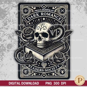Proud Member of the Dark Romance Reader Society Tarotkaart, png Gotisch skelet Tarotkaart downloaden Dark Aesthetic Lovers Dark Romance, png