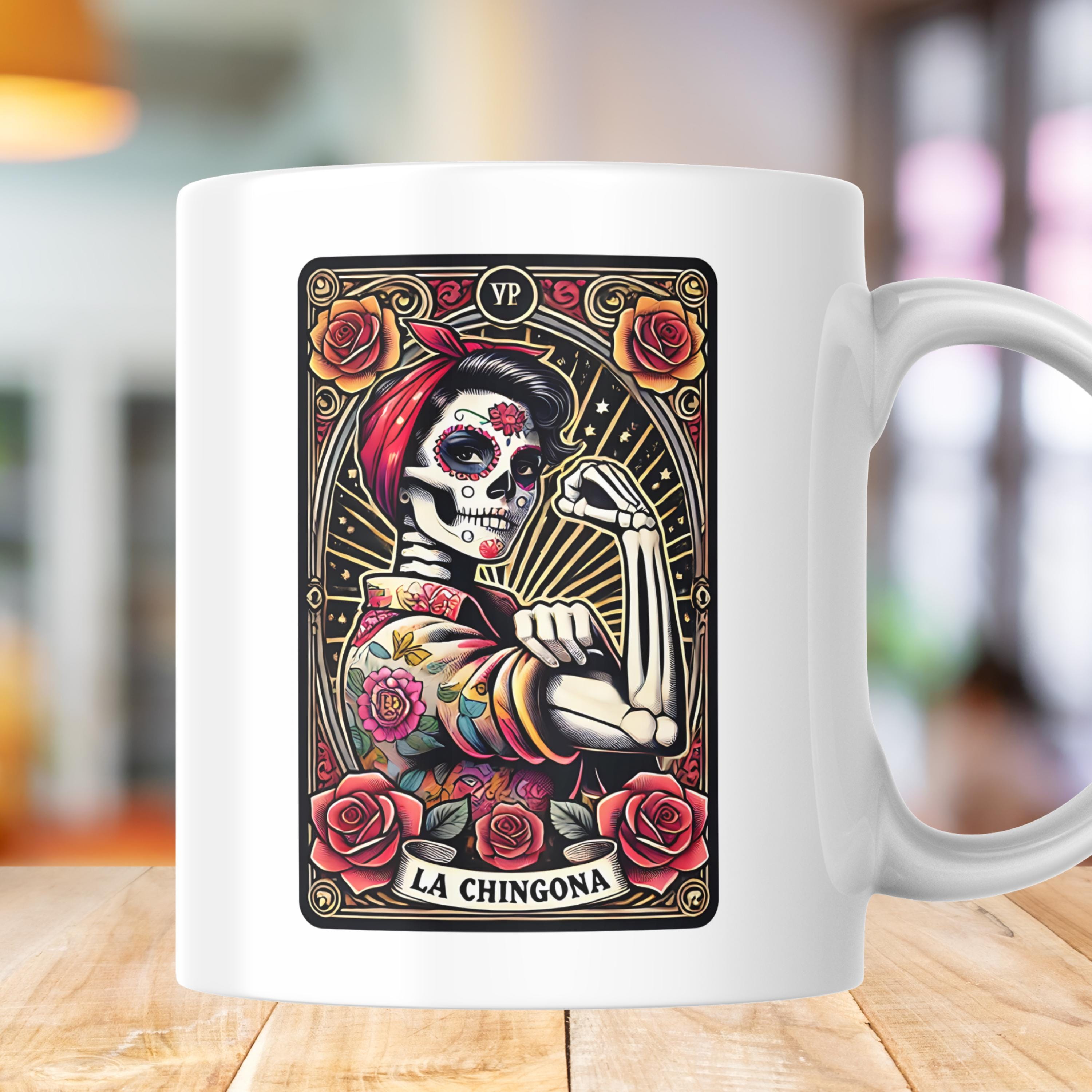La Chingona Mexican Tarot Card PNG: Chola Skull Latina Skeleton