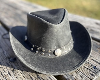 Distressed Crazy Horse Leather Cowboy Hat: Western Style Hat