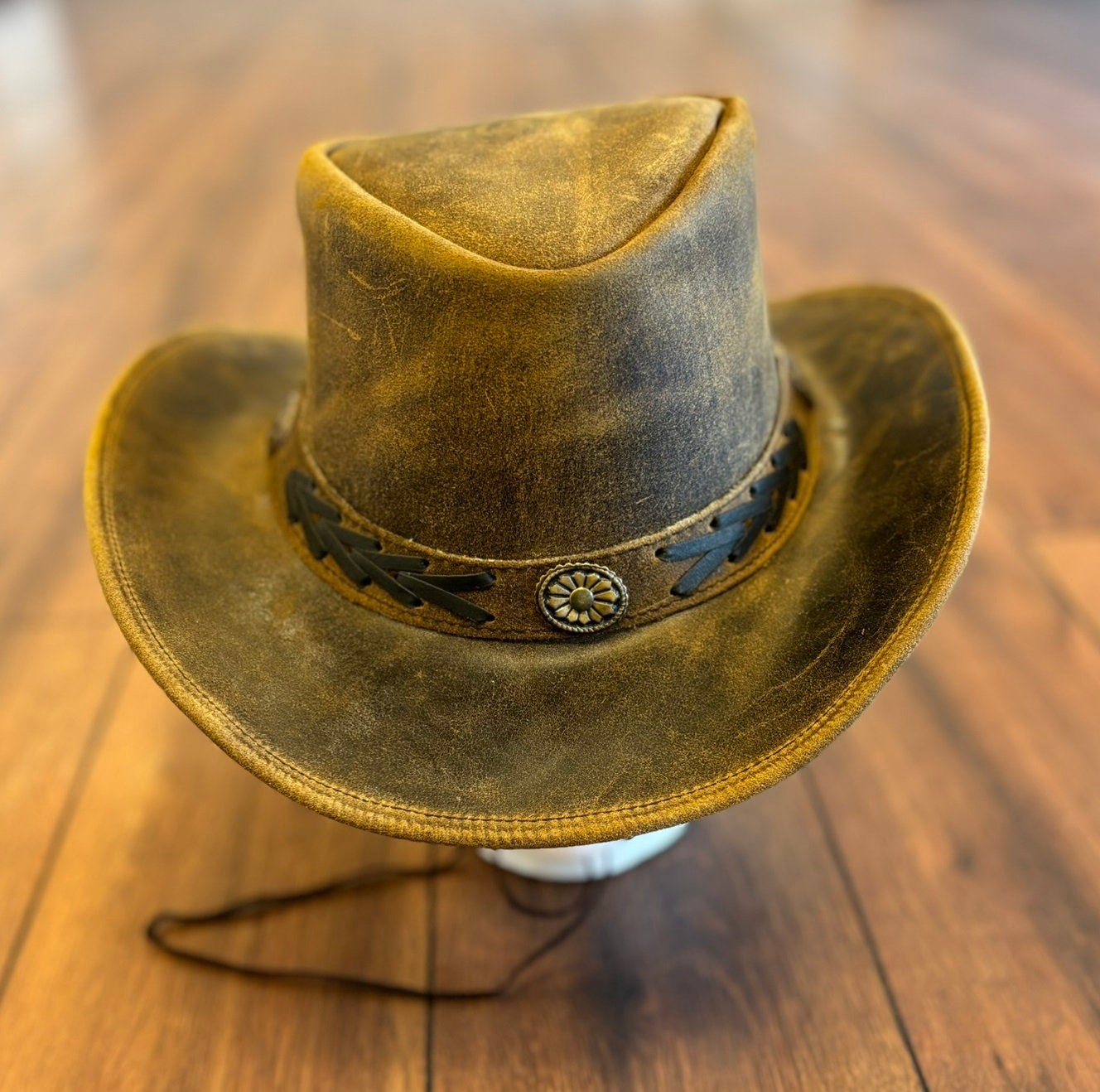 Distressed Leather Cowboy Hat: Braided Band Western Hat - Etsy