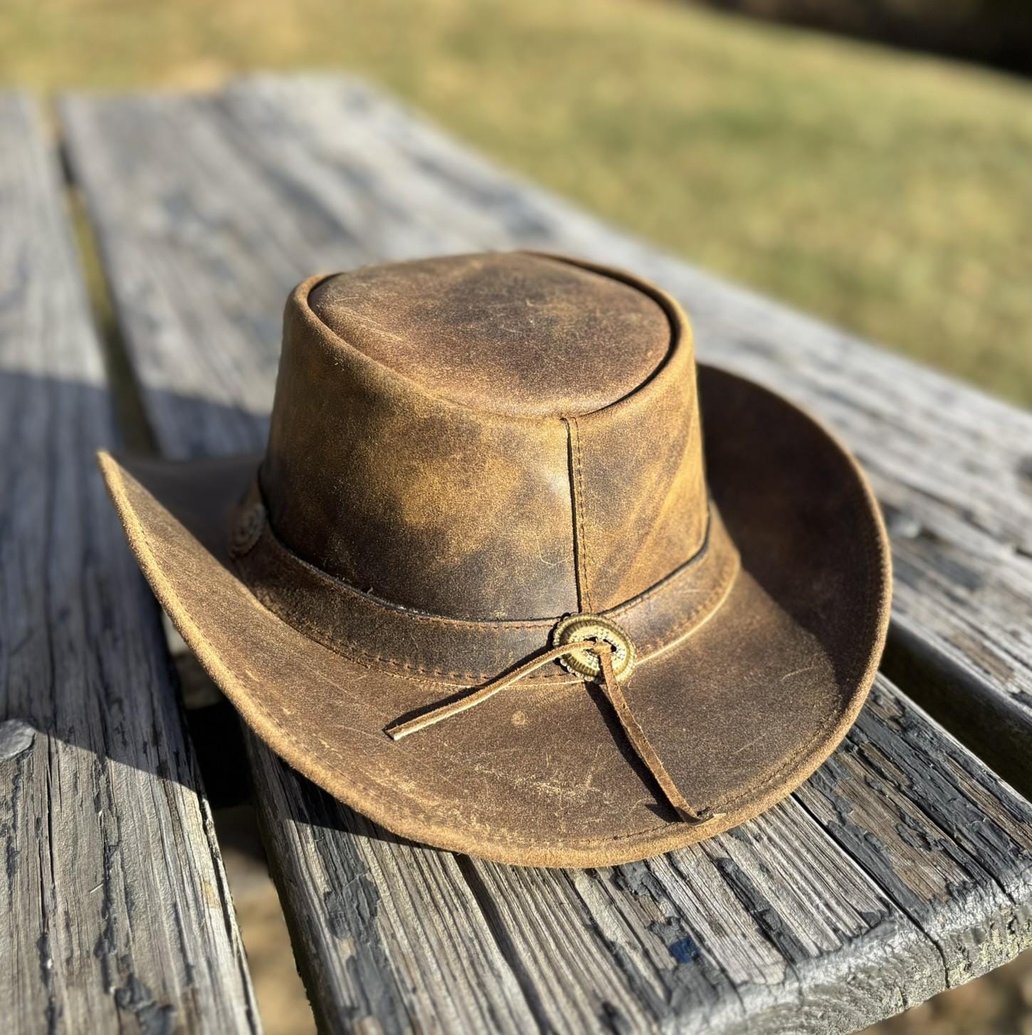 Distressed Leather Cowboy Hat: Braided Band Western Hat - Etsy