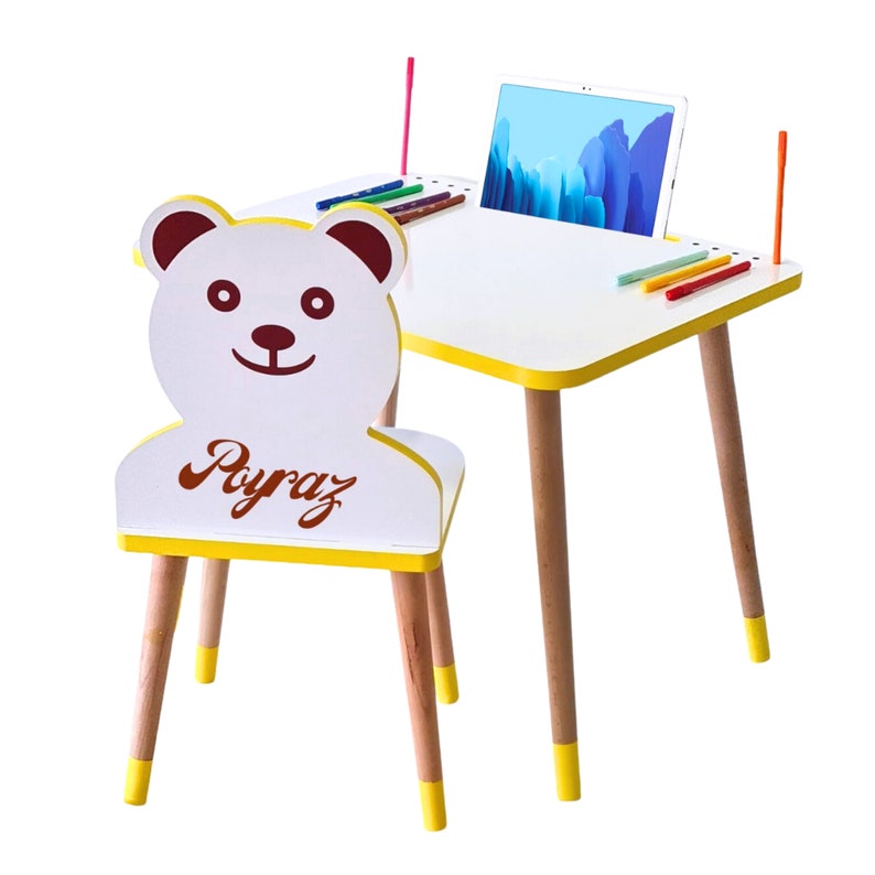Çocuk Masa Sandalye Takımı, Çalışma Masası, Oyun en actieve Masa en Sandalye Takımı Panda Modeli afbeelding 4
