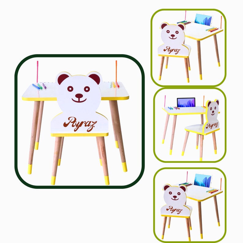 Çocuk Masa Sandalye Takımı, Çalışma Masası, Oyun ve Aktivite Masa ve Sandalye Takımı Panda Modeli zdjęcie 5