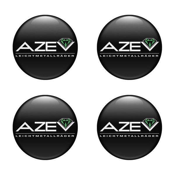 3D Emblems with Logo AZEV , 4 pcs in a Set|3 PATTERN||center caps for wheels, car interior, tuning, and others flat surfaces