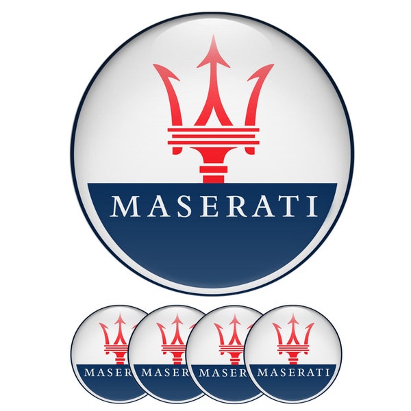 3D Emblems with Logo MASERATI , 4 pcs in a Set\  center caps for wheels, car interior, tuning, and others flat surfaces, Super Gift