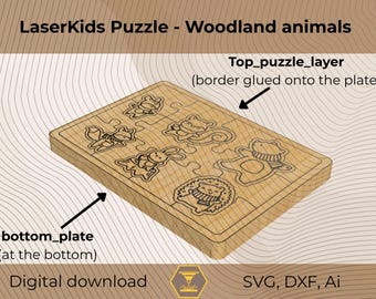 Waldtiere Laser Cut Puzzle: Wald Jigsaw SVG-Datei