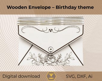 Laser Cut Wooden Birthday Envelope – DIY Gift Card Holder (Digital File)