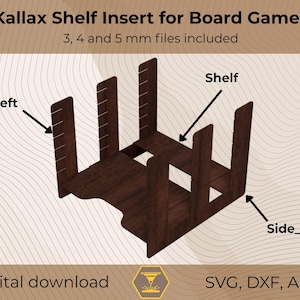 Kallax Shelf Insert for Board Games – SVG Laser Cut Files | Fits IKEA Kallax | Adjustable Depth | 3mm, 4mm, 5mm Material