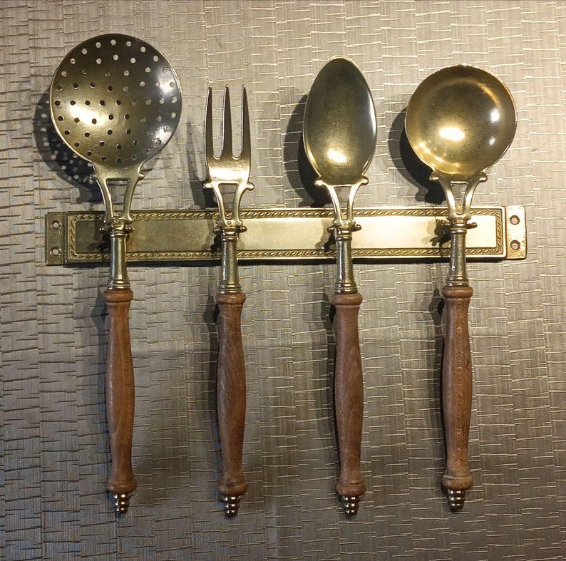 Antique Utensil Rack Antique Kitchen Utensils Mid Century, Set 4 Vintage French Kitchen ...