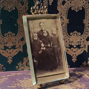 Vintage Brass Picture Frame, Antique Brass Photo Frame with Bow and Bevelled, Old Photograph, Metal Picture Frame, 1920