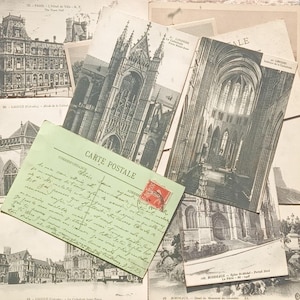 Cartes postales vintage France milieu du siècle, lot de 12 cartes postales anciennes, cartes postales de collection, Paris, Bordeaux, décoration de bibliothèque et d'étagère