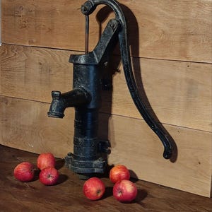 Vintage Cast Iron Water Hydrant Pump Mid Century, Antique French Cast Iron Water Column, Hand Pitcher Pump, Garden Decoration and Home Decor