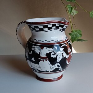 Vintage Jug from Siena Mid Century, Antique Deruta Pottery Pitcher, Ceramic Pitcher With Etruscan Motif, Augusta Deruta, Italian Majolica