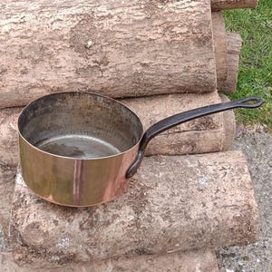 Koperen pot halverwege de eeuw, vintage koperen pot, koperen gebruiksvoorwerpen gemaakt in Frankrijk, housewarmingcadeau