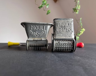 Vintage Grater MOULI GRATER and Spice Chopper Mouli PARSMINT, Vintage Pureeing, Parmesan Cheese Shredder, Grater and Mill, Farmhouse Kitchen