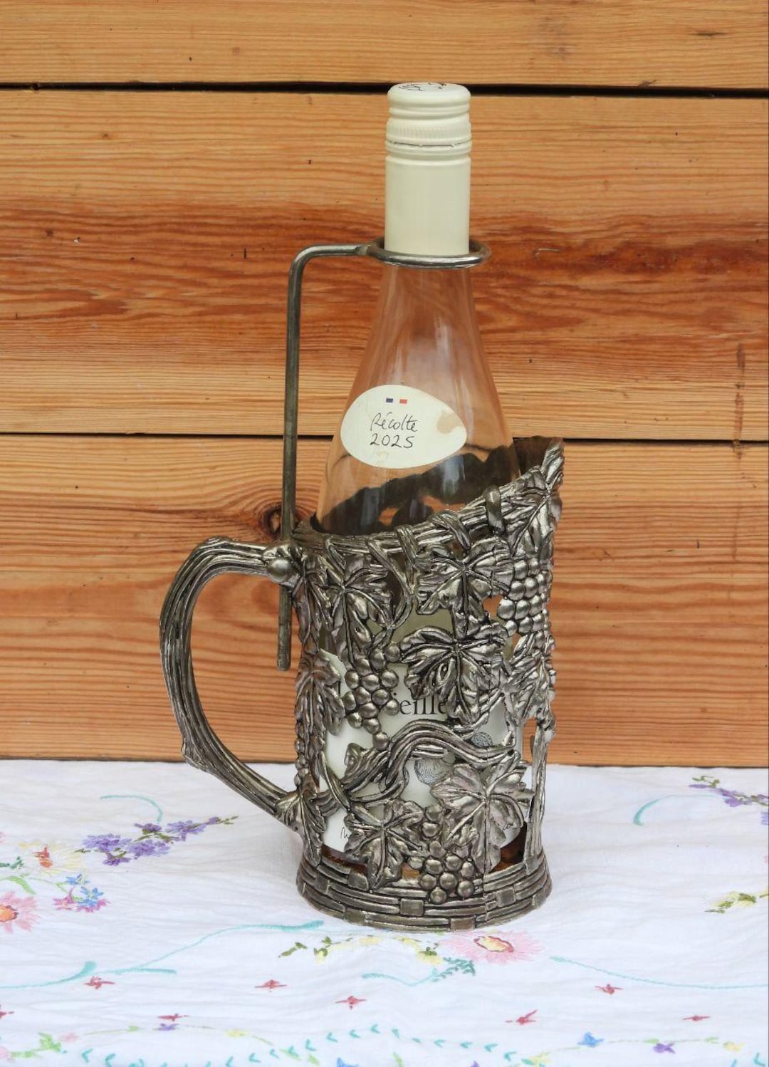 Vintage Silver-plated Wine Bottle Holder – Grapevine & Grape Leaf