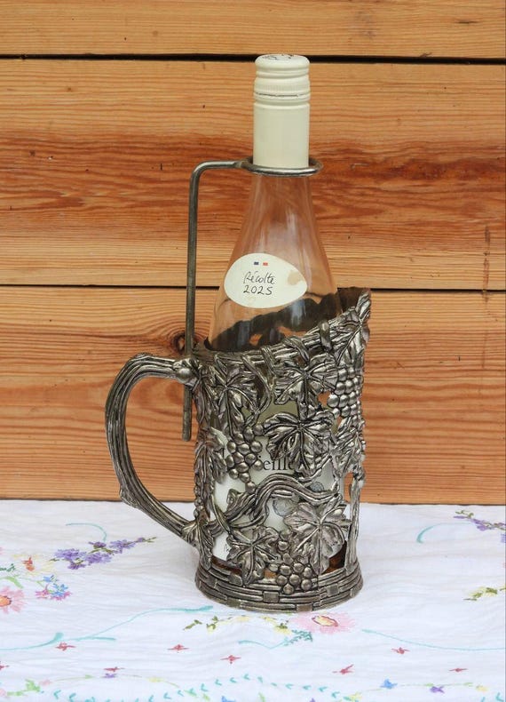 Vintage Silver-plated Wine Bottle Holder – Grapevine & Grape Leaf