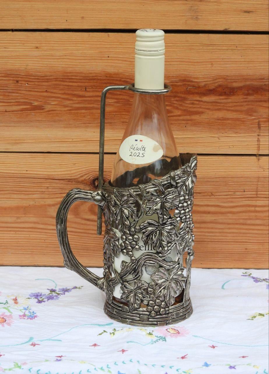 Vintage Silver-plated Wine Bottle Holder – Grapevine & Grape Leaf