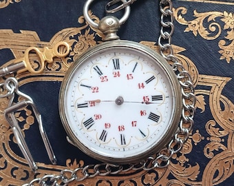Ancre Ligne Droite Silver Pocket Watch Precision Straight Line Lever Engraved 2\