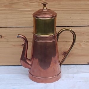 Vintage Copper Coffee Pot, Vintage Copper Tea Pot, Antique Copper Jug for Coffee or Tea, Mid Century, Copper Utensils, Kitchen Decor