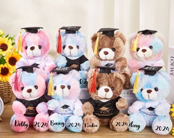 Oso de graduación personalizado 2024 Regalo de graduación de peluche de graduación personalizado para graduados Decoración de recuerdo de graduación para la clase de graduación de 2024