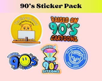 90s stickers pack for nostalgia millennials | Laptop, Kindle, hydroflask, waterproof holographic design
