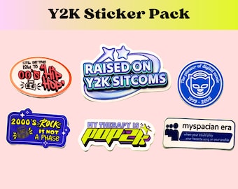 Y2k stickers pack: 2000s nostalgia, geriatric millennial | Laptop, Kindle, hydroflask, waterproof stickers