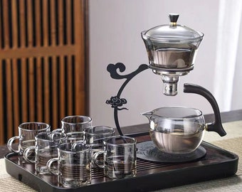 Xiangyun Lazy Tea Set | Vollautomatisches Teezubereitungsartefakt | Kung-Fu-Tee-Set | Tee-Set | Glas-Teekanne | Glas-Tee-Set | Automatisches Teeservice