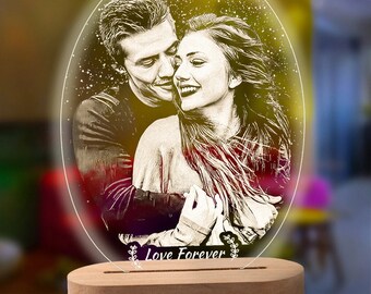 Personalized 3D Photo Lamp Custom Photo And Text Customized Valentine's Day Wedding Anniversary Birthday 3D Night Light Gifts