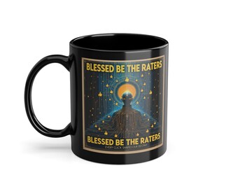 Retro AI Art Mug: Vintage Print Black Ceramic Coffee Cup (11oz)