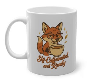 Sly Fox Coffee Mug, Caffeinated Animal, Funny Gift (11oz)