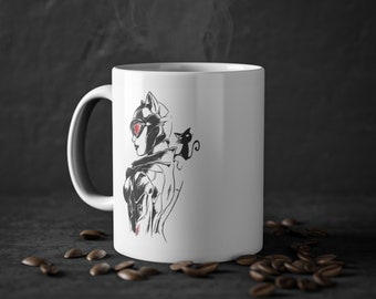 Arkham Catwoman Coffee Mug: DC Comics Ceramic Mug, Superhero Fan Gift