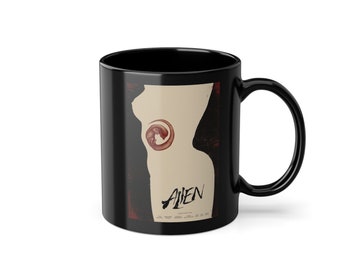 Affiche de film extraterrestre Mug noir : tasse de café d'horreur et de science-fiction