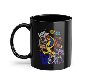 Retro Creature Coffee Mug: Colorful Monster Art, Gamer Pop-Art Cup