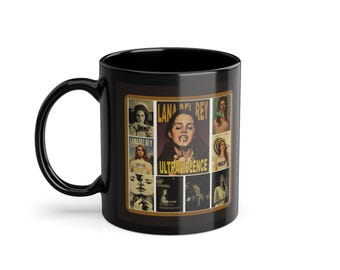 Lana Del Rey Ultraviolence Collage Black Coffee Cup - Melancholic Glamour