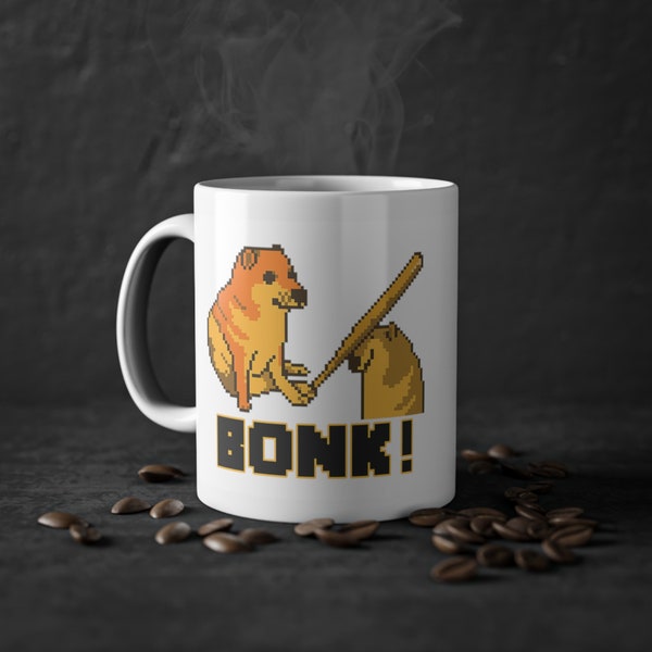 Pixeliger Doge Bonk Meme Becher - Retro Gaming Style Kaffeetasse Becher, 11 Unze