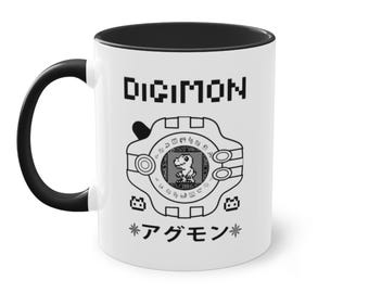 Retro Pixel Monster Mug: Two-Tone Ceramic Coffee Cup (11oz)