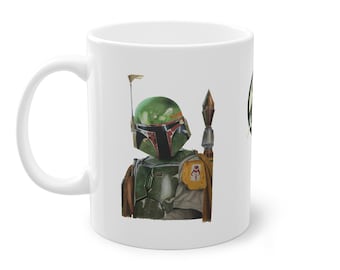 Boba Fett Coffee Mug: Star Wars Bounty Hunter Emblem, 11oz Ceramic