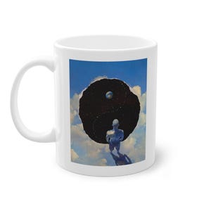 Cosmic Contemplation Art Mug | Bold Statement Design with Astronaut Gazing into the Universe | Unique Space-Themed Gift Idea, 11oz