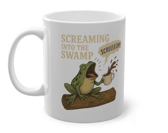 Screaming Swamp Frog Mug: Funny Chaos Energy Coffee Cup