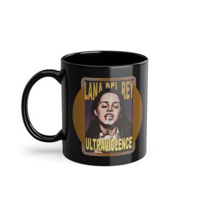 Lana Del Rey Ultraviolence Album Art Mug Stylish Indie Music Icon Merchandise, Black Coffee Cup, 11oz
