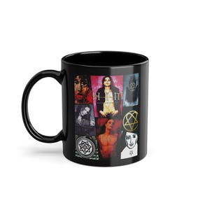 HIM Ville Valo Mug - Love Metal Tribute - Gothic Rock Band Fan Gift - Dark Aesthetic Black Coffee Mug, 11oz
