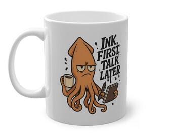 Squid Coffee Mug: Funny Ocean Animal Design - Gift for Artists