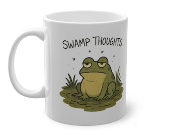 Swamp Thoughts Frog Mug: Funny Coffee Cup for Overthinkers