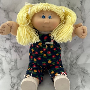 Cabbage Patch Kid. Vintage 1980s. Retro and Mint. Lemon ponies. HTF courderoy floral overalls!
