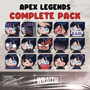 Wraith Apex Legends Chibi Emote Bundle for Discord, Twitch, Youtube, Streaming