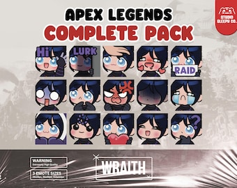 Pack d'émotes Chibi Wraith Apex Legends pour Discord, Twitch, Youtube, streaming