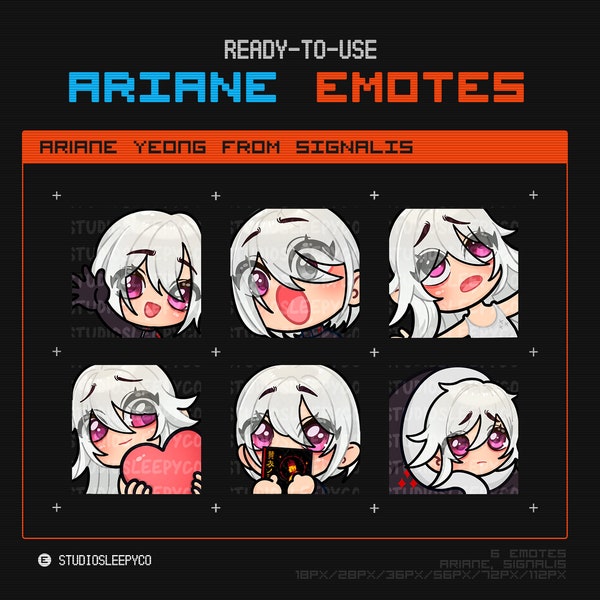 SIGNALIS Ariane Yeong Pre-Made Chibi Emote Bundle Ready-to-use for Twitch YouTube Discord Kick Streaming