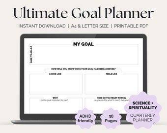 Ultimate Goal Planner | Science + Spirituality | Downloadable PDF | Quarterly Goals, ADHD, Vision Board, Manifestation, Entrepreneurs