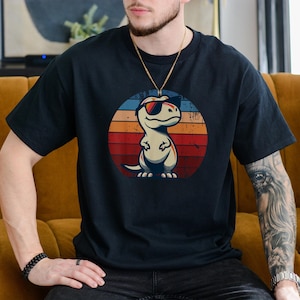 Retro T-Rex Dinosaur Shirt, Funny Jurassic Tee for Men Women Kids, Vintage Dino Graphic Tee, Prehistoric Gift, Cool Fossil Shirt